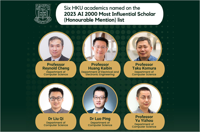 Six HKU academics named the 2023 AI 2000 Most Influential Scholars (Honourable Mention)