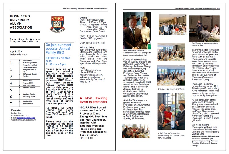 HKUAA New South Wales Chapter Australia Inc | Newsletter April 2019 Issue
